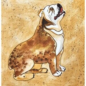 Bulldog Pet Portrait Watercolor Painting Original Art 8x8" Handmade Dog Owners